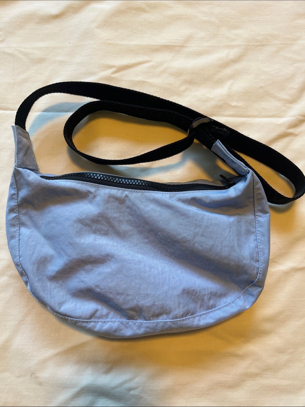 BAGGU Light Blue Nylon Crossbody with Black Strap